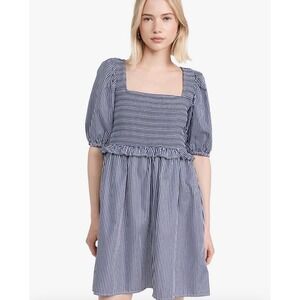 Nation Ltd Betsy Dress Women's Large Striped Smocked Mini Blue